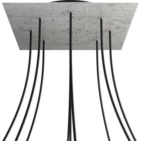 creative cables Rose-One XXL Rosette Square, 400 mm avec 9 trous et 4 trous latéraux - Ciment, noir (1/5)