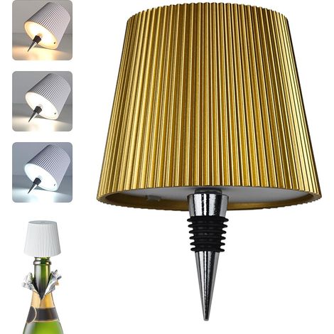 Lampe Bouteille Sans Fil, Lampe de Table Tactile Sans Fil Rechargeable 2000mAh, Lampe LED Décoration Moderne, Lampe de Table Pour Bar Restaurant Accessoires et Décorations (Or) (1/5)