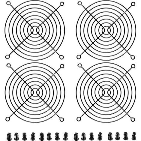 120-mm-PC-Lüftergitter, Lüftergitter, Computerlüfterschutz, Kühllüftergitter, 4-teiliges Set, Schwarz. (1/5)
