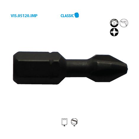 Embout de vissage série 1/4'' - POZIDRIV® impact Classic PZ N°1 Long. 25 Boite de 15