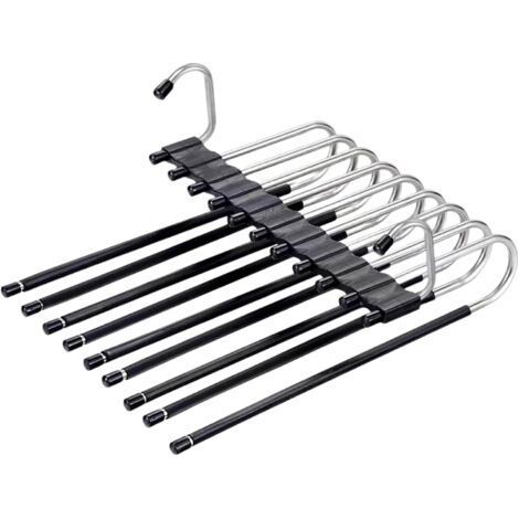 (Noir) Lot de 2 cintres Pliables à 9 Couches pour économiser de l'espace Multifonctionnel Trou de Suspension pour penderie, Pantalon, écharpe, Jeans