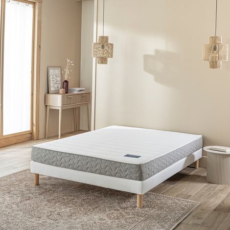 Ensemble sommier et matelas 80x200 cm ressorts ensachés ferme Terre de Nuit Poésie Blanc - Poésie (1/3)