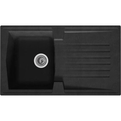 Fregadero de cocina empotrado STRADOUR Arena 1 cubeta + 1 escurridor - Resina - 86 x 50 cm - Negro