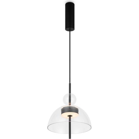 Maytoni Bangkok I Moderna lampada a sospensione a cupola da 25 cm, nera, 3000K, 1300 lm, paralume in vetro (1/2)