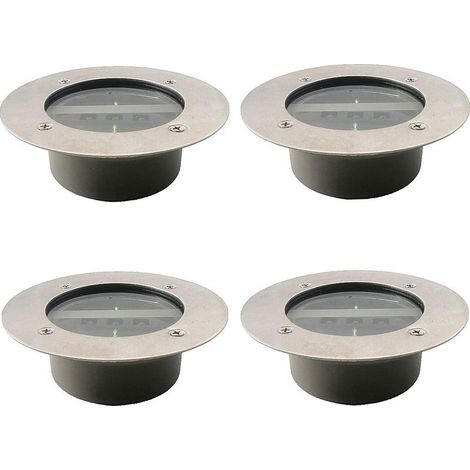 Projecteur solaire 3 LED étanche IP65 – Lumière blanche froide – Acier inoxydable et verre – Autonomie 6-8h – Lot de 4 unités (1/5)
