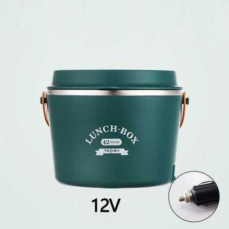 Cuiseur à riz portable (vert, 12 V), 1,2 L, cuve intérieure en acier inoxydable, fonction maintien au chaud, idéal pour une utilisation au bureau. (1/5)