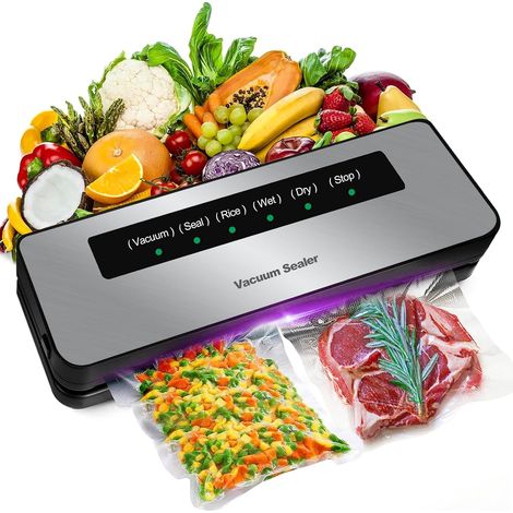 Machine Sous Vide Alimentaire, Automatique Secs et Humides Appareil sous vide, Machine Sous Vide avec 20 Sacs Sous Vide et Tube Sous Vide (1/5)