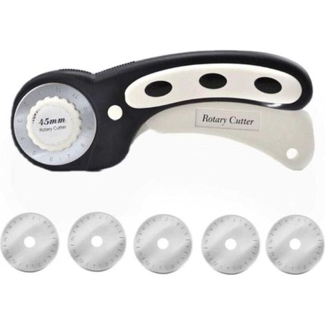 Noir Coupeur rotatif, Coupe Papier d'Emballage, Avec Cinq Lames de Rechange, Adaptées pour Couper du Papier, du Tissu, du Cuir, etc (1/5)