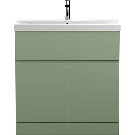 Hudson Reed Urban Floor Standing Vanity Unit with Basin 3 Satin Green - 800mm Wide (1/5)