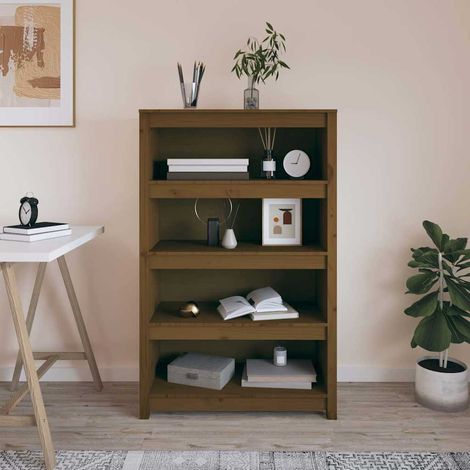 vidaXL Bibliothèque Marron miel 80x35x126 cm Bois de pin massif (1/5)