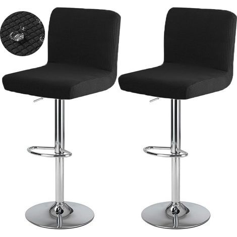 CCYKXA Bar Stool Cover with Backrest, Waterproof, Stretchable Bar Chair Cover, Washable Swivel Dining Chair Cover, 2 Pieces, Black