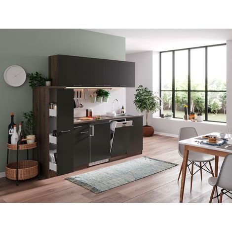 Cuisine Kitchenette Chêne York Gris Oliver 225 cm Respekta (1/4)