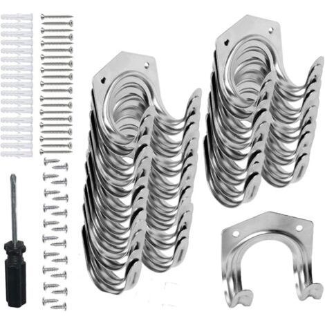 20 Pièces Crocs de Suspension D'outils, Crocs de Remise Robustes Porte Outils Mural Crocs de Rangement pour Abri de Garage, Jardin, Entrepôt, Ferme - avec Vis, Chevilles, Tournevis (1/5)