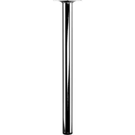 Pied De Table Basse Cylindrique Fixe Acier Chromé Gris, 40 Cm