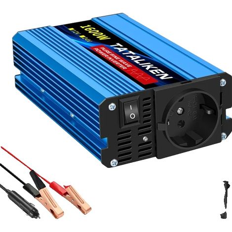 Inversor, potencia de salida de 4000 W, pantalla LCD, 1600 W UE, 12 V, 220 V 50 Hz (1/2)