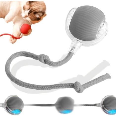 BUNTHAUS PA Interaktives Katzenspielzeug, Katzenball, interaktives Katzenspielzeug, 360 Grad drehbares Katzenspielzeug, mit LED-Licht, mit Seil, wiederaufladbar über USB (1/4)