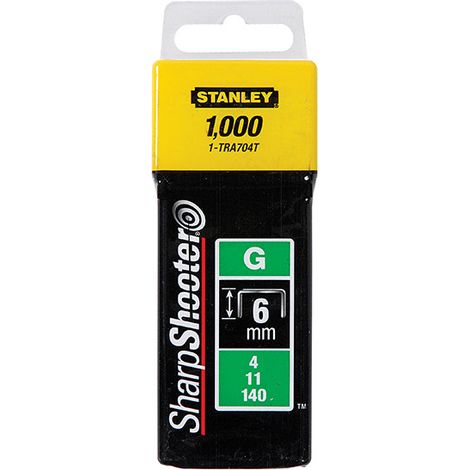 Stanley 1-TRA704T 1000 x Heavy Duty Staples 6mm TRA704 Sharpshooter Type G