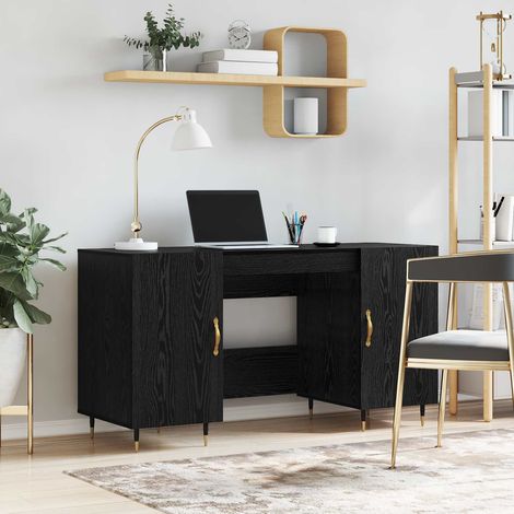 Schreibtisch mit Regal Schwarz Eichen-Optik 140 x 50 x 75 cm vidaXL