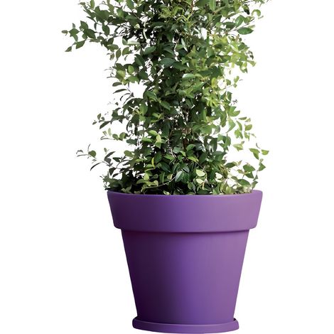 Vaso moderno di design Ø50 H44 in polimero viola resistente per interno ed esterno - Made in Italy - Monacis (1/5)