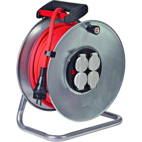 Brennenstuhl – Enrouleur électrique 15m HO7RN-F – 4 prises 16A/230V IP44 – Disjoncteur thermique intégré – Poignée ergonomique