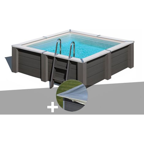 Kit piscine composite Gré Avant-Garde carrée 3,15 x 3,15 x 0,96 m + Bâche hiver