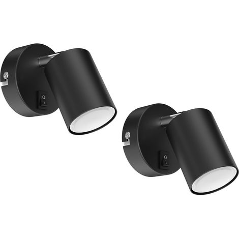 2 Applique murale, Interrupteur intégré, Tête orientable 90°, Ampoule LED GU10 incluse, Salon Cuisine Bureau (1/5)