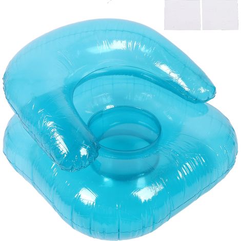 Canapé Gonflable PVC Transparent Ergonomique Bleu pour Intérieur Extérieur Jardin Piscine (1/5)
