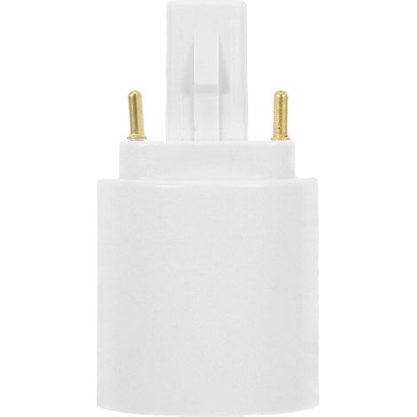 Adaptateur G24d vers E27 résistant à la chaleur et au feu, convertissant un luminaire à 2 broches en douille à vis standard E27 pour ampoules LED et luminaires. (1/3)