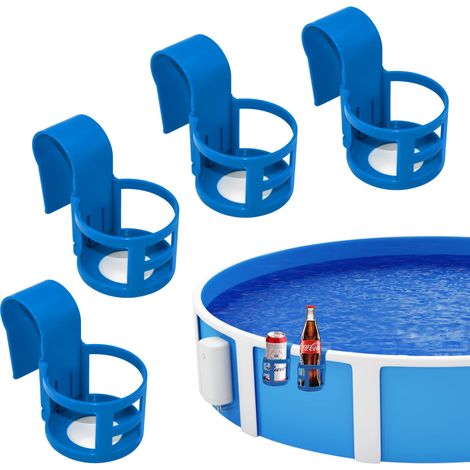 Porte-gobelet pour piscine hors-sol / Porte-boisson de fête pour piscine (Bleu, rond – Lot de 4) (1/5)