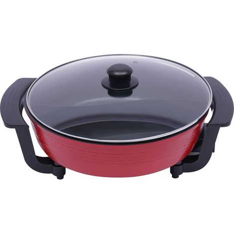 Fondue Chinoise, Capacité de 6L, Design à Double Face, 220V, Rouge (1/2)