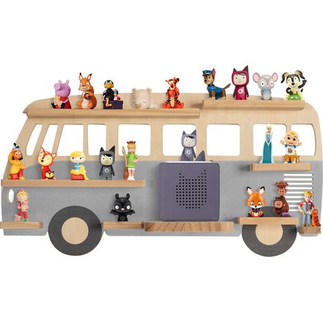 Tonie-Regal für Toniebox Hörfiguren, Magnetische Aufbewahrung für 20-25 Tonie, Perfekte Tonie Aufbewahrung im Kinderzimmer für Mädchen & Jungen, Bus blau (1/5)
