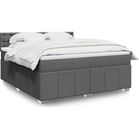 Boxspringbett mit Matratze Dunkelgrau 180x200 cm Stoff