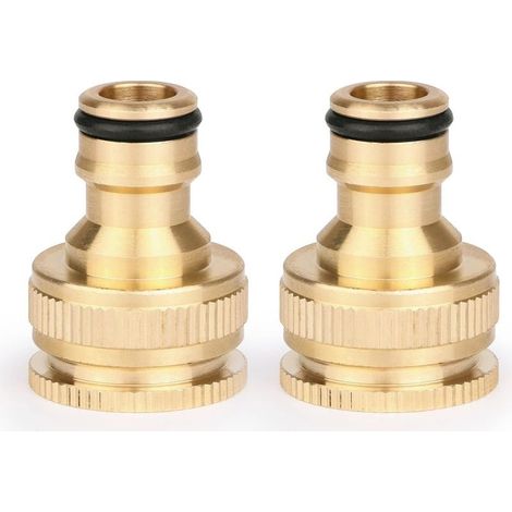 Connecteur de Robinet en Laiton Jardin 2 Pièces,2-en-1 Raccords Adaptateurs pour Robinet,1/2 Pouce et 3/4 Pouce Adaptateur Femelle à Fente,20 mm à 25 mm,pour Robinet de Tuyau de Jardin (1/5)