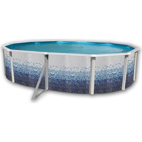Kit piscine hors-sol acier Toi TRENCADIS ovale 5.50 x 3.66 x 1.20m décor céramique (1/4)