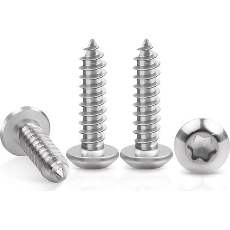 Lot de 50 Vis à Tôle M5 x 20 mm en Acier Inoxydable A2 V2A - Vis à Bois à Tête Bombée Plate, Filetage Complet, Autotaraudeuses, Argenté (1/5)