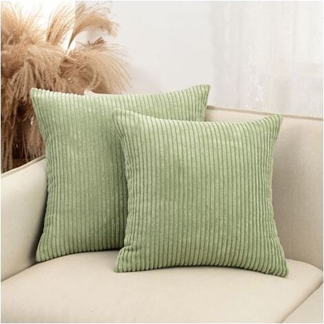 Dekorativer Kissenbezug aus Cord, weicher Sofakissenbezug für Wohnzimmer und Schlafzimmer, 45 x 45 cm, 2er-Set, Grün (1/3)