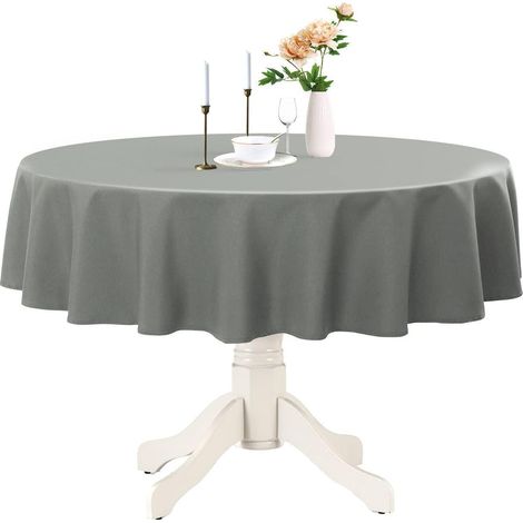 Nappe ronde 180 cm Gris lavable déperlante pour extérieur