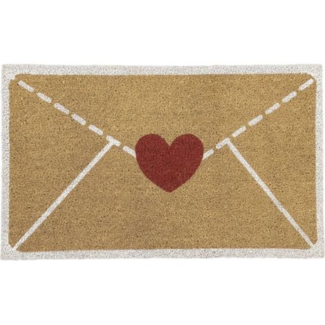Tapis De Seuil En Coco - Forme D'Enveloppe Avec Cœur - Dos Antidérapant - Pour Entrée Extérieure Ou Intérieure - 1 Pièce (1/5)