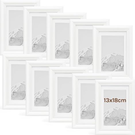 WOLTU 10x Cornice Foto da tavolo da muro 13x18cm, Bianco