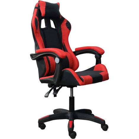 DASCK - Chaise de Bureau Gaming avec Appui-Tête et Dossier Réglable - Rouge (1/5)