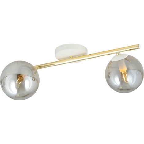 Lampada a Soffitto Splendi, Acciaio verniciato a polvere, Vetro, Bianco, Oro, Grigio, 55x20x29 cm (1/5)
