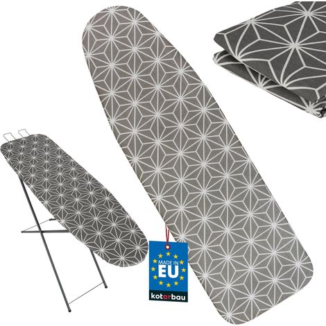 KOTARBAU® Housse Table à Repasser 114 x 36 cm - Thermoréfléchissante - Housse Planche à Repasser - Taille S - Coton et Feutre - Grise - Motif Étoiles (1/4)