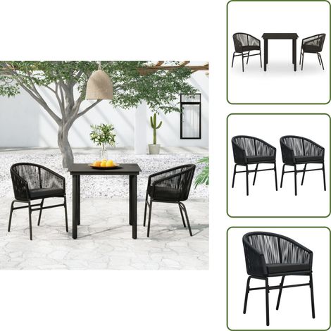 Comedor exterior - vidaXL Juego de comedor para jardín 3 piezas negro - Jardín
