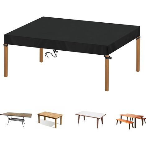 1 Housse Table de Jardin, Tissu Oxford 600D, Imperméable, Rectangulaire, Protection Meubles Extérieur 240x100x15cm