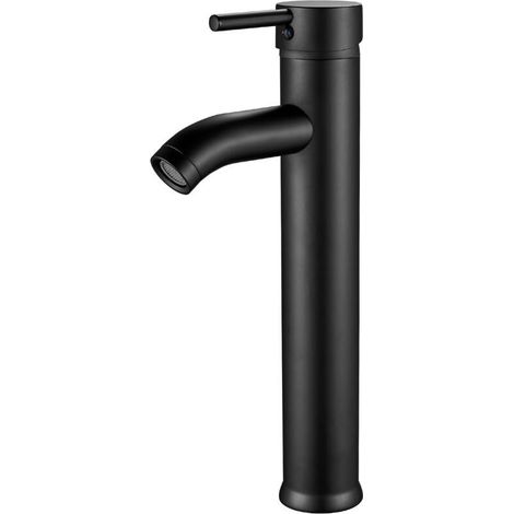 Black Basin Mixer Tap, Tall Bathroom Faucet, Single Handle Bathroom Mixer Tap, Adjustable Hot and Cold Water Basin Tap, Solid Brass (1/5)