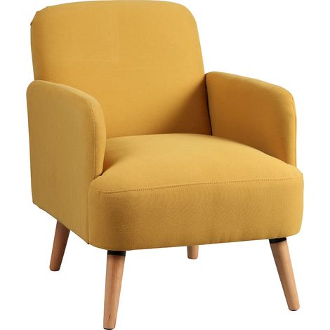 TEODORE - Fauteuil Rembourré Tissu Jaune (1/5)