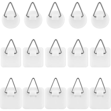Lot de 15 cintres adhésifs pour plaques murales, crochets de suspension adhésifs sans clous invisibles pour panneaux de mousse, crochets de suspension pour cadre photo, décoration murale (1/5)