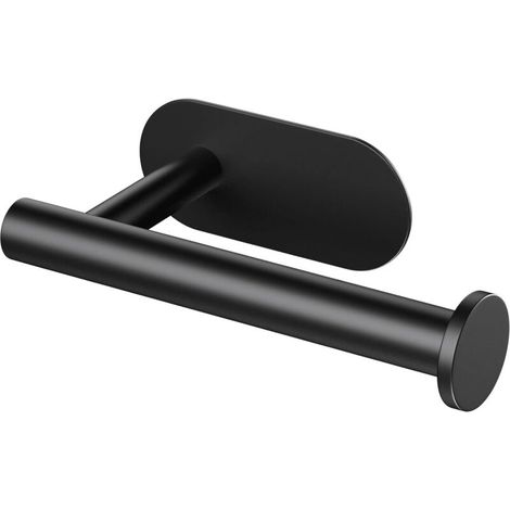 Porte Papier Toilette, Support Papier Toilette Auto-Adhésif sans Perçage, Porte-Papier Porte Rouleau Toilette Acier Inoxydable 304 de Haute Qualité, Colle Forte Collante étanche 3M - Noir (1/4)
