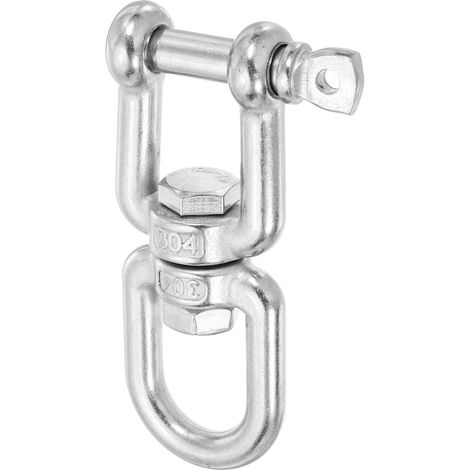 Crochet À Oeil Double Pivotant Lourd M10, 304 Acier Inoxydable Oeil Extrémité x Mâchoire Anneau Pivotant Chaîne Manille Connecteur Charge 600 KG/1322 lbs pour Suspendu (1/5)