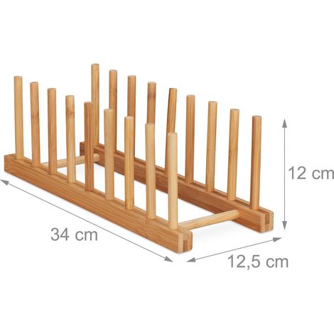 Scolapiatti multifunzione per piatti tazze e coperchi 40 x 30 x 15 cm in bambù naturale 130006343